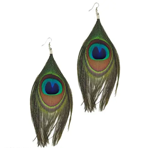 Original Peacock Feather Alloy Earrings for Women & Girls